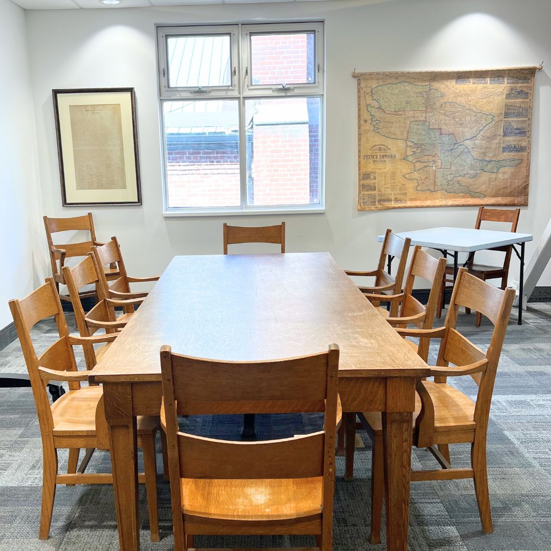 Meeting room with table and chairs