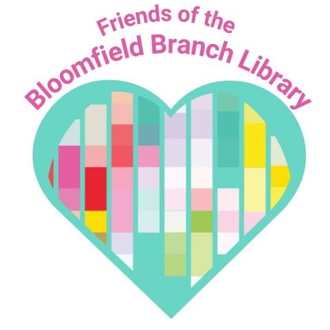Friends of the Bloomfield Library with a heart made from the library logo.