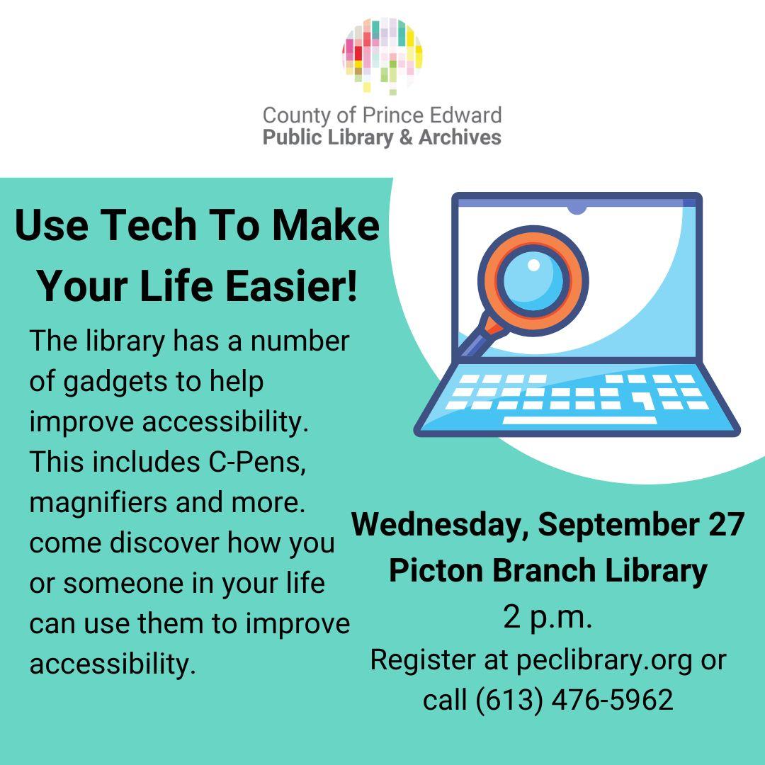 The library has a number of gadgets to help improve accessibility. This includes C-Pens, magnifiers and more.  come discover how you or someone in your life can use them to improve accessibility.