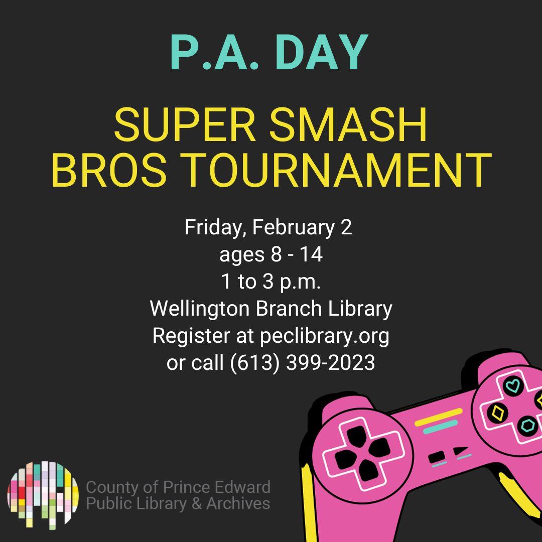 Participate in a Super Smash Bros tournament. All welcome. 4 players at a time.