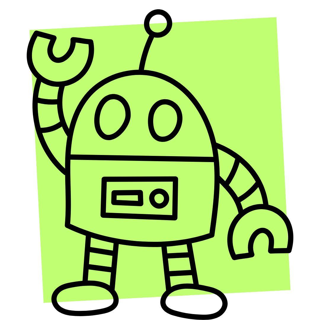 a cartoon robot waving