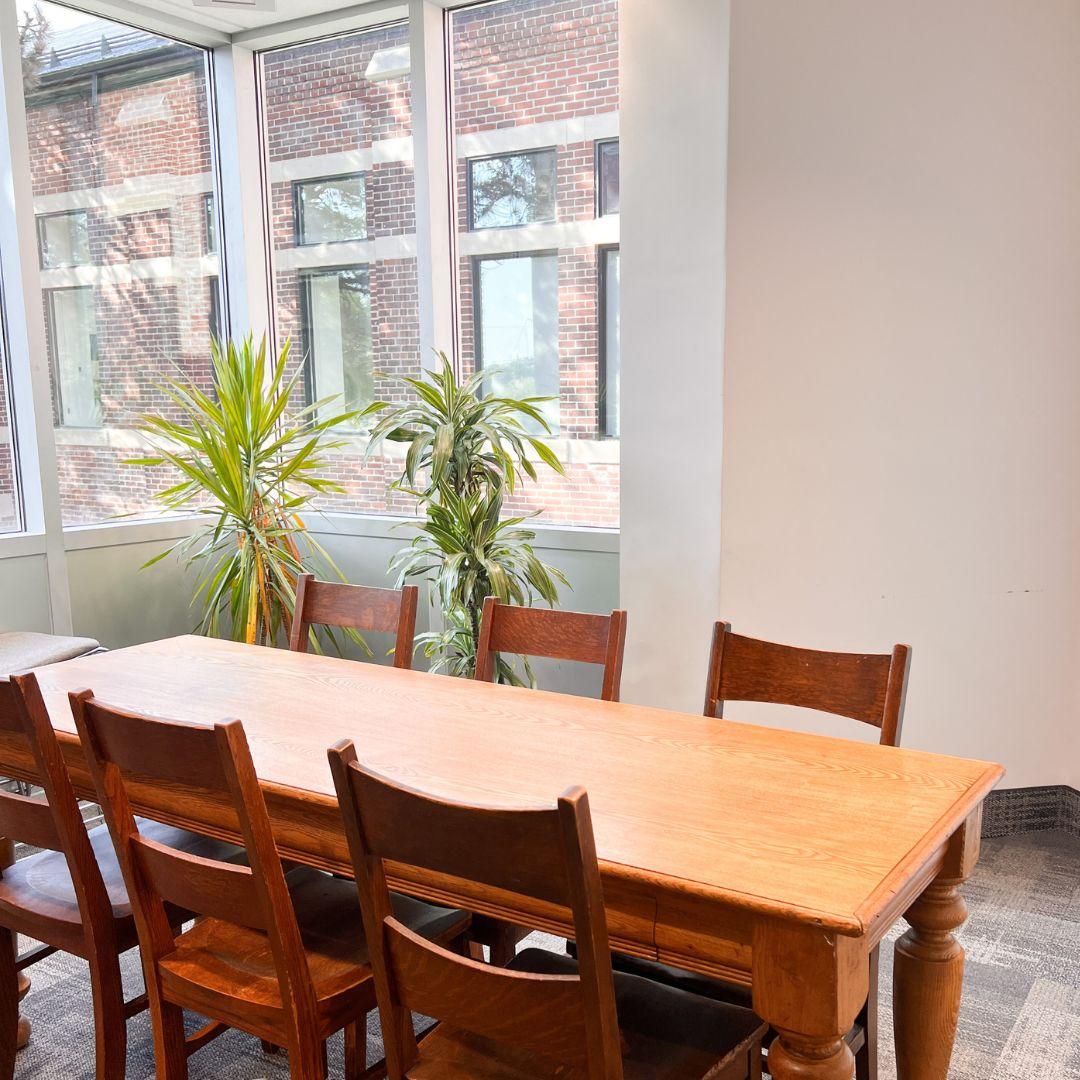 a study room with meeting table